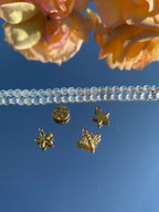Bracelet AYLA, aigue-marine, breloques, ronde, fleur, abeille, étoile, doré